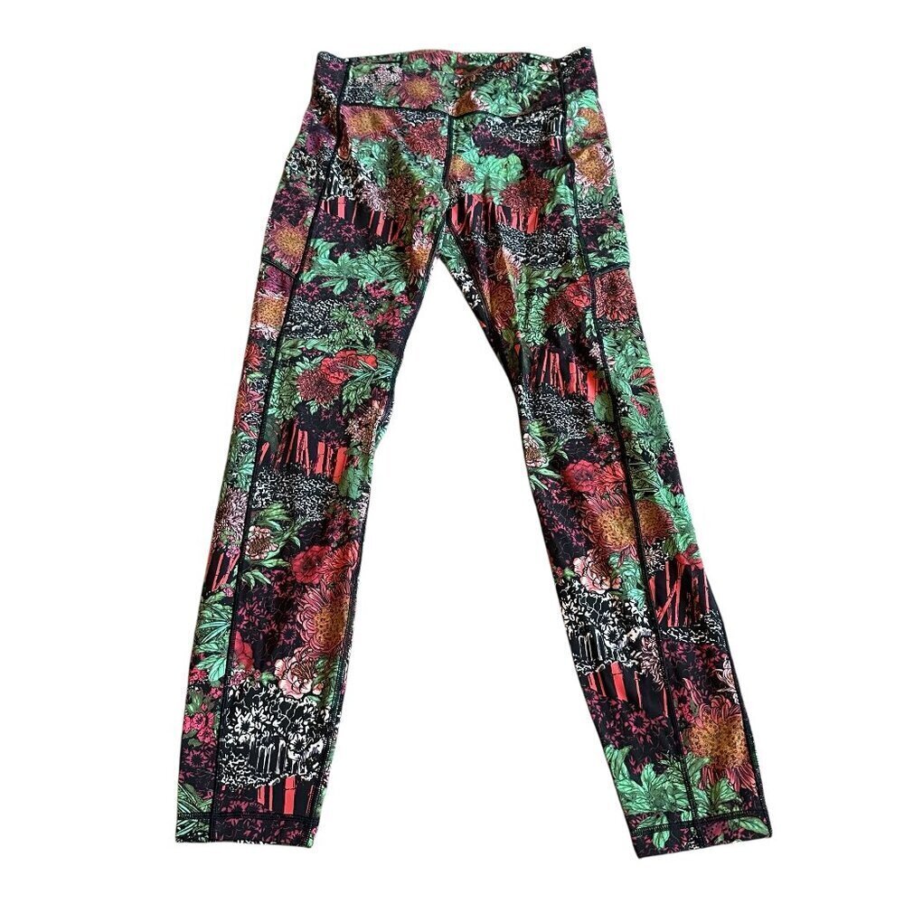 Lululemon Wunder Under Bold Floral Print Leggings Full Length Stretch Size 8